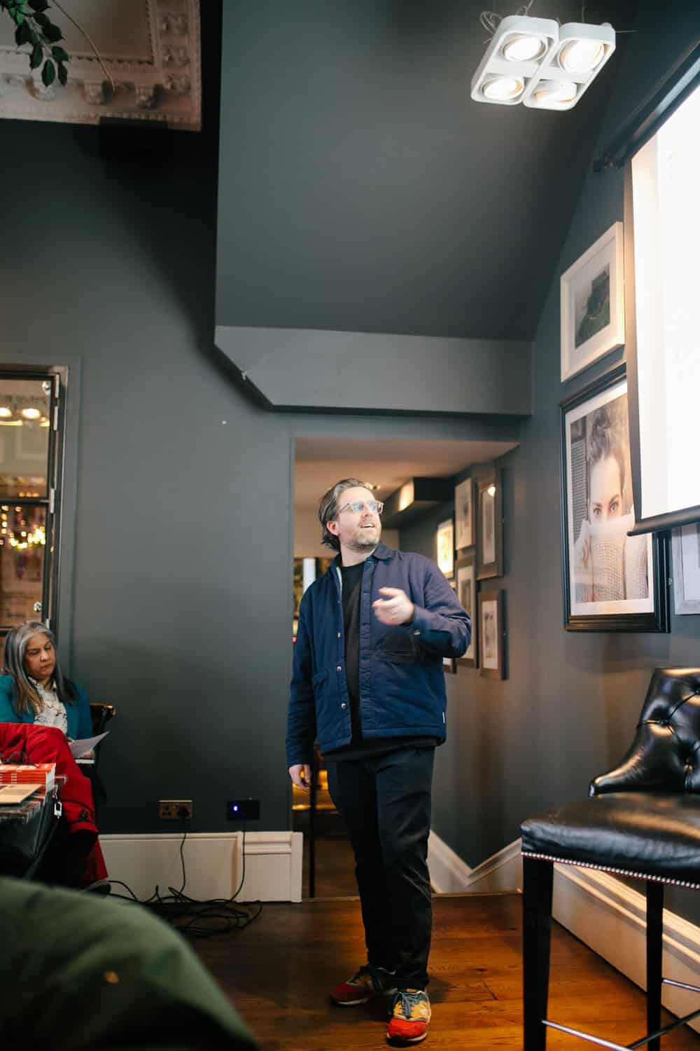 Sam presenting at an SEO workshop