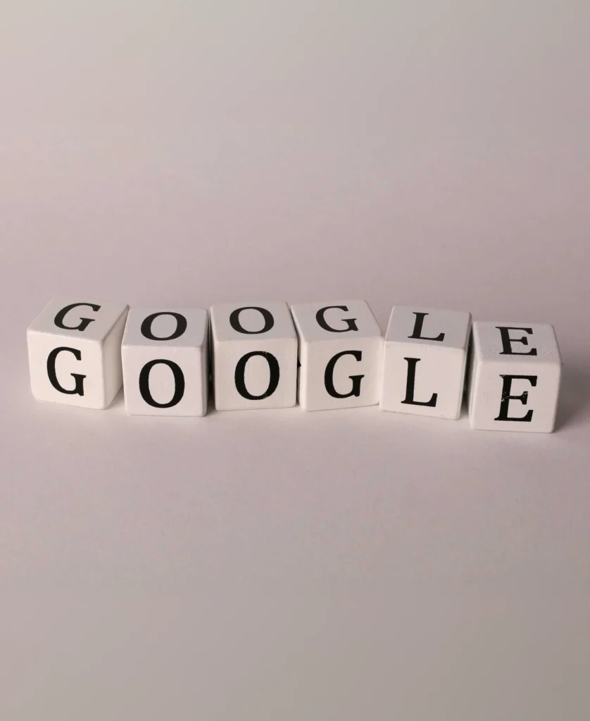 Wooden letter blocks spelling Google